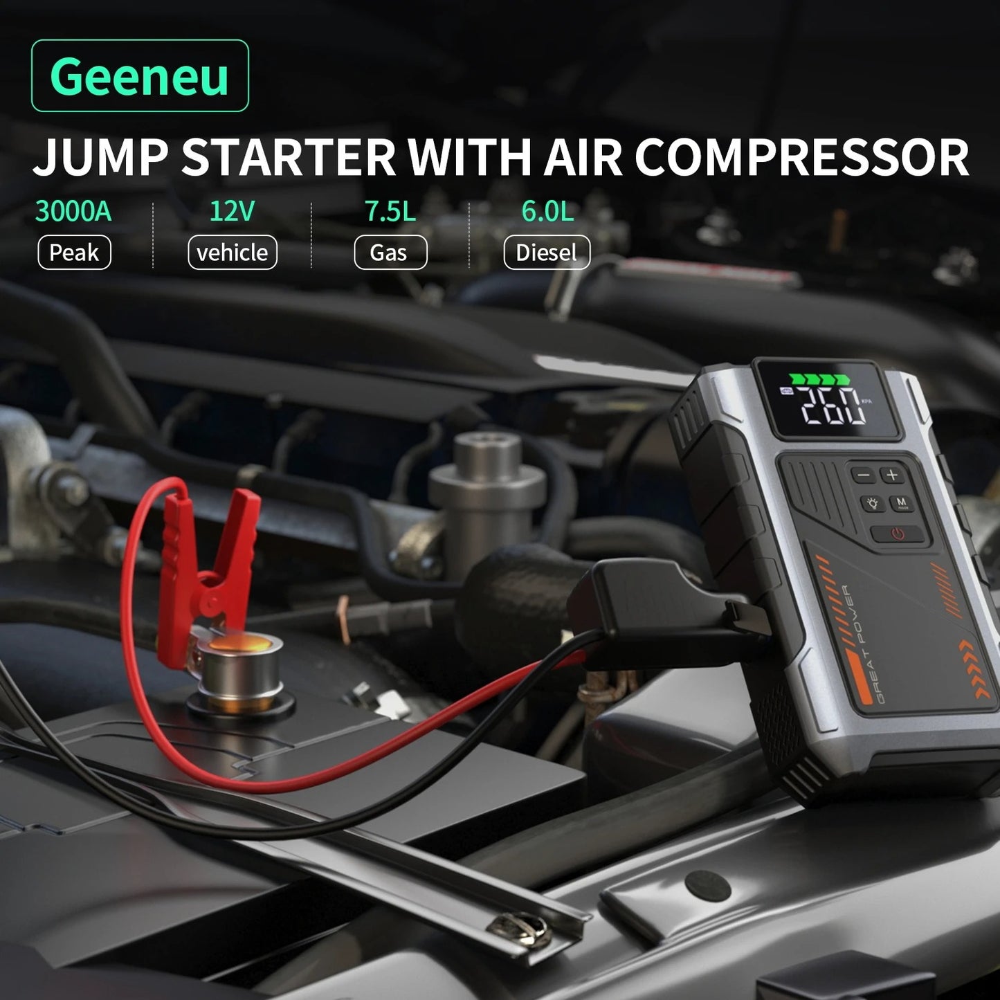 JUMPER MULTI USO 4 EN 1 JOMPEADOR DE VEHICULOS LLENADOR DE NEUMATICOS A PRESION POWEBANK LINTERNA