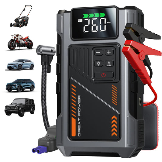 JUMPER MULTI USO 4 EN 1 JOMPEADOR DE VEHICULOS LLENADOR DE NEUMATICOS A PRESION POWEBANK LINTERNA